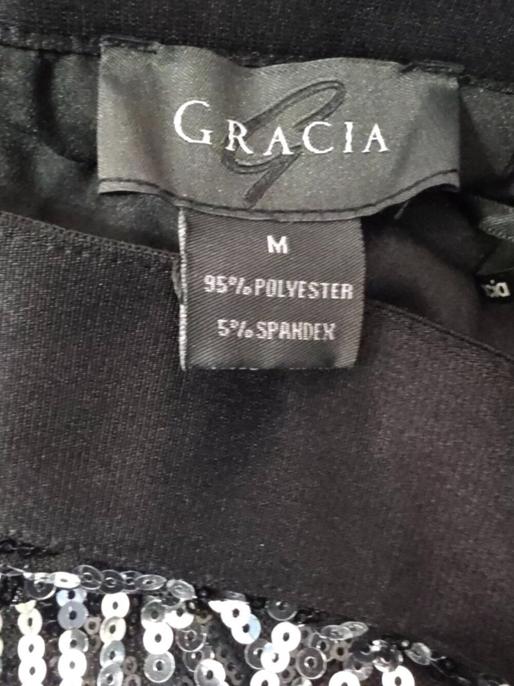 Gracia Size M Black Silver Sequin Art Deco Gatsby Midi Skirt Glam Cocktail Party - Picture 8 of 11
